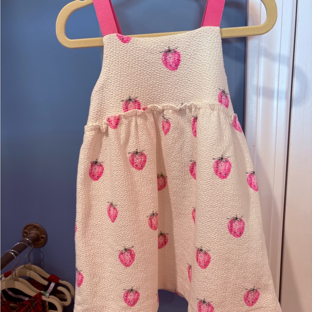 Zara white dress with strawberries